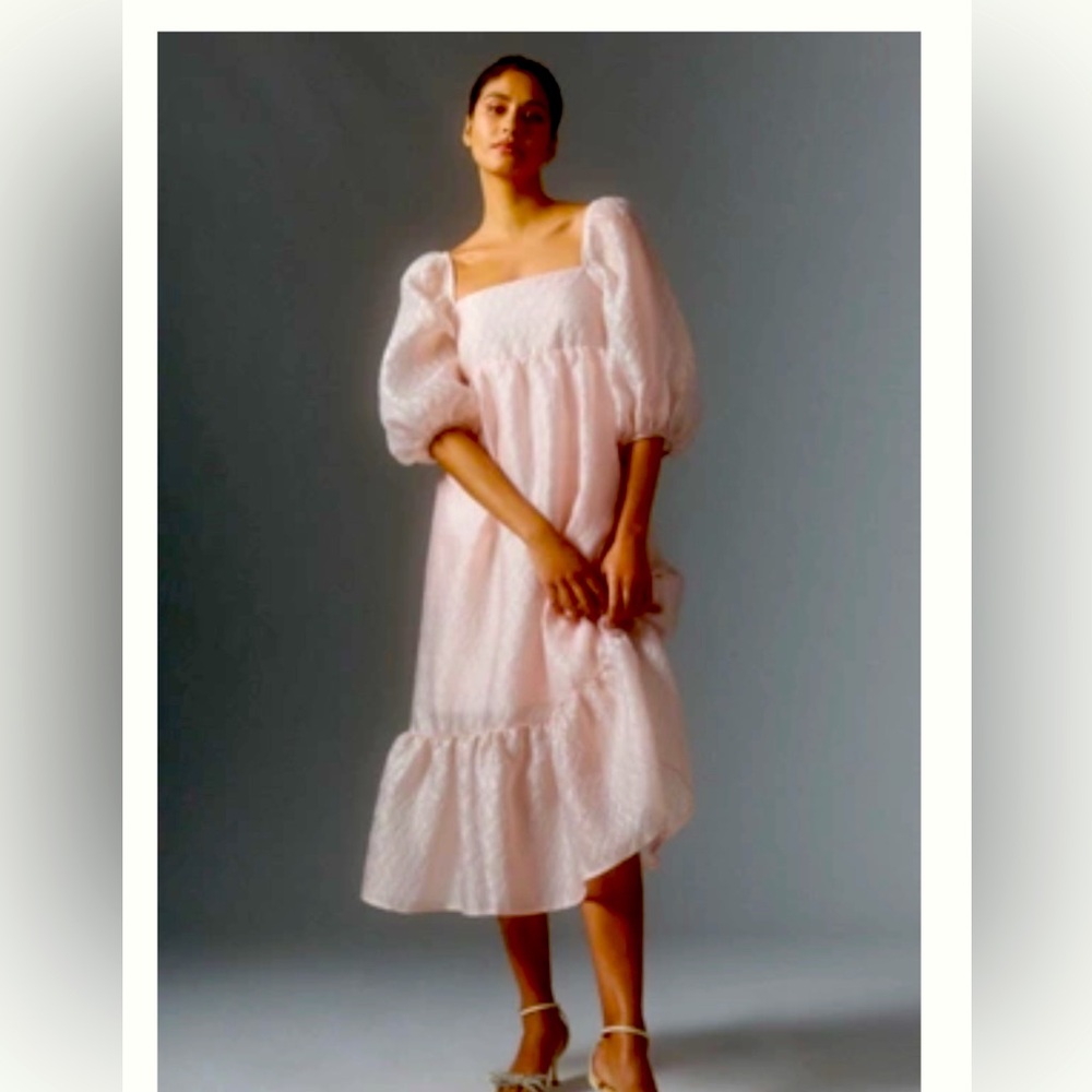 Textured puff sleeve dress from Anthro